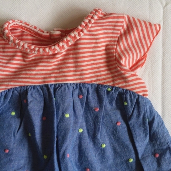 tucker + tate embroidered dot chambray mix dress 6 months baby girl - Picture 2 of 8